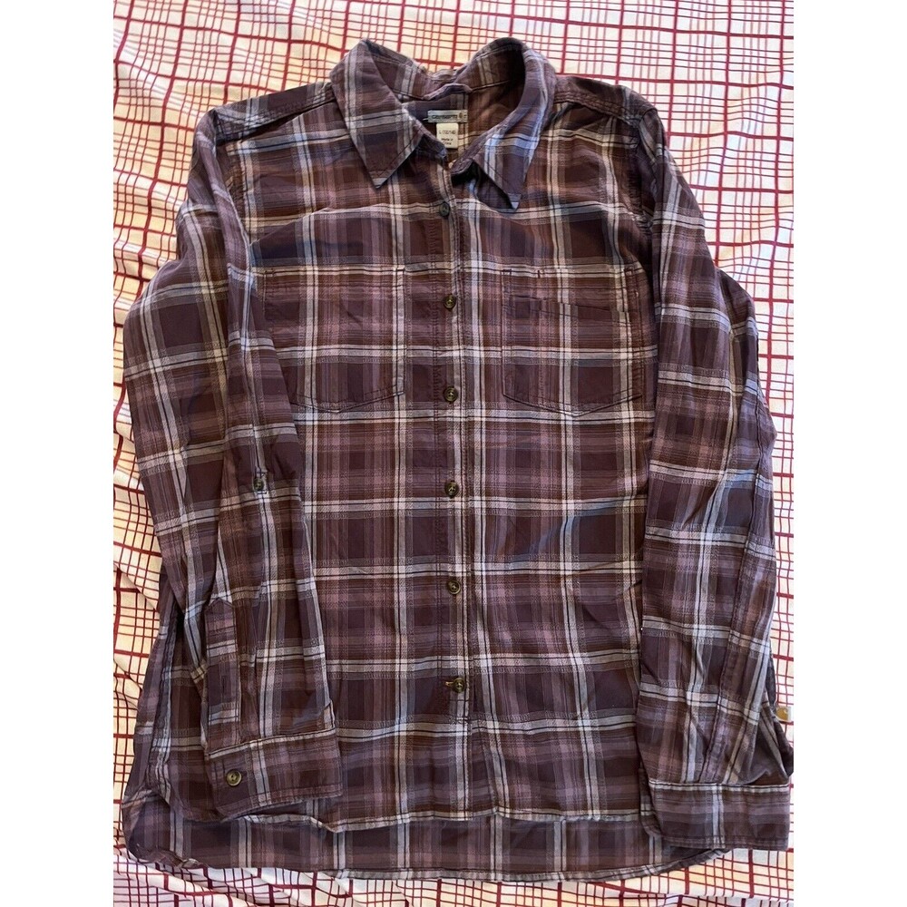 WOMENS CARHARTT PURPLE PLAID LONG SLEEVE SHIRT Large 12 14